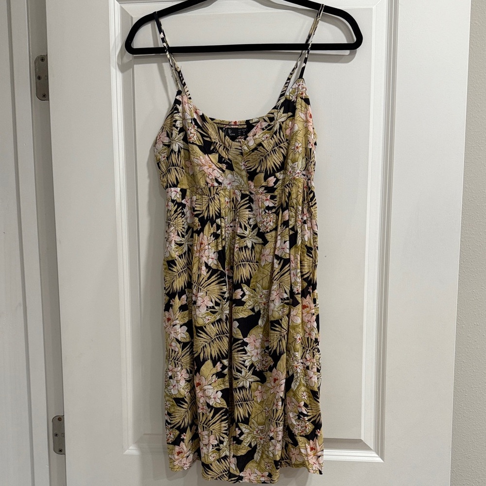 Volcom Black Tropical Floral Slip Dress